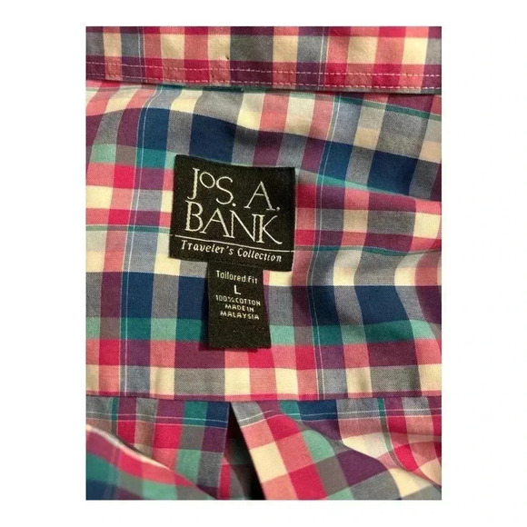 Joe.A.Bank Travelers collection
Plaid Pink and Turquoise Dress Shirt Men's Large - Picture 3 of 3